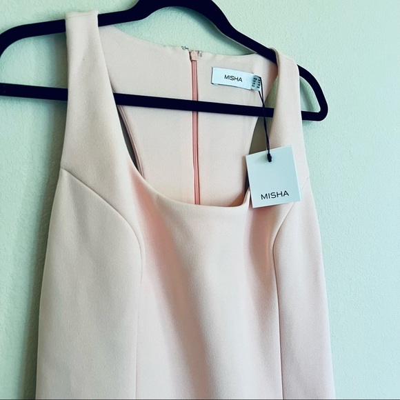 MISHA Pale Pink Sleeveless Sheath Midi Dress, size 14 - Picture 9 of 12